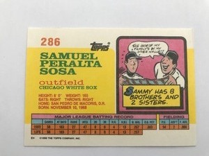 lot 360 image: CHICAGO WHITE SOX Card SAMMY SOSA - 1990 TOPPS BIG BASEBALL
