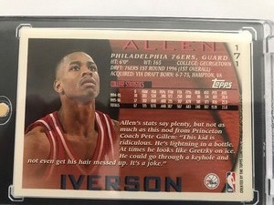 lot 361 image: Allen Iverson 1996 Basketball  Topps Rookie Card #171