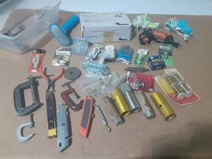 lot 247 image: 3 Glue Guns, Hardware & Misc