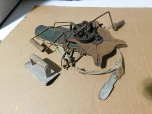lot 209 image: Antique seeder,cement tool and fish swcaler