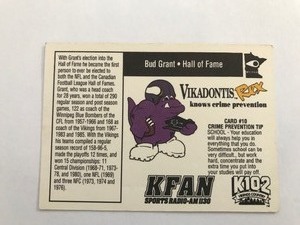 lot 404 image: BUD GRANT AUTOGRAPHED 1994 POLICE SET FOOTBALL CARD SIGNED MINNESOTA VIKINGS