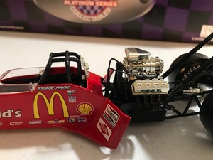 lot 415 image: 1997 NHRA Winston Drag Racing  Racing Action Platinum Series Cory Mcclenathen McDonalds 124 scale die cast top fuel dragster