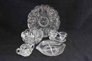 lot 103 image: Floral Patterned Cut Glass Serveware