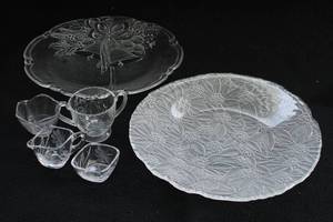 lot 104 image: Embossed Frosted Glass, Cream & Sugars, and More