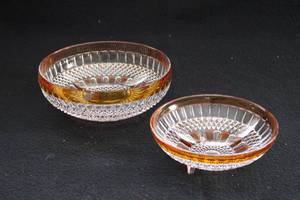lot 109 image: Cut Glass with Amber Section Details Bowl Set