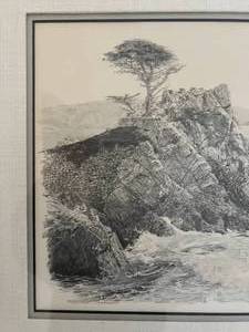 lot 3 image: 1978 Lone Cyprus Pebble Beach Framed Artwork by Don Davey Signed