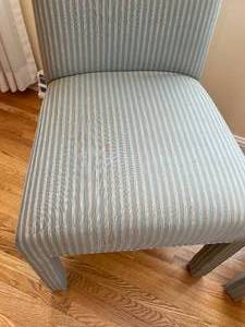 lot 10 image: Set of Two Green Striped Padded Dining Chairs