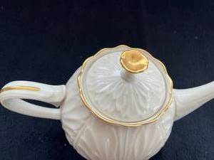 lot 39 image: Lennox Porcelain Set Pitcher, Vases, Candlestick Holders