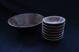 lot 137 image: Heirloom Oak Wooden Serving Bowl and Salad Bowl Set