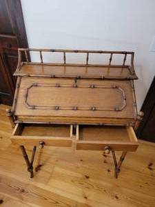 lot 64 image: Vintage Rattan Trim Writing Desk