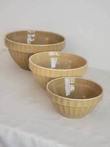 lot 50 image: Antique Yellow Ware Mixing Bowl Group (8,10,12)