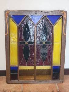 lot 9 image: Vintage Victorian Stain Glass Pane