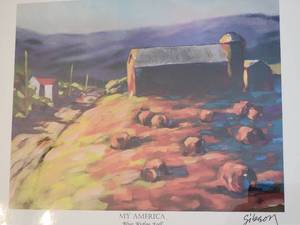 lot 57 image: Brilliant Fine Art Impressionist Americana Print by Gibson - SIGNED - My America Blue Ridge Fall