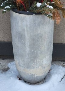 lot 27C image: Modern Brutalist Faux Concrete Cylinder Planter C