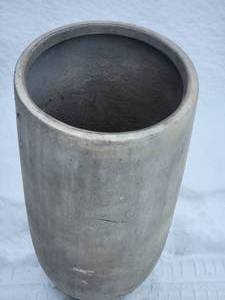 lot 27A image: Modern Brutalist Faux Concrete Cylinder Planter A