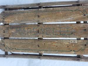 lot 76 image: Charming 1940s Heirloom Steel Slider Sled by Marswells