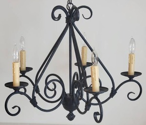 lot 41 image: Spooky Neo-Gothic Loire Chandelier - 5 Fixture