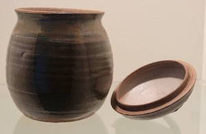 lot 3C image: Modern Neolithic Fine Art Earthenware Lidded Vessel - 10 12 - SIGNED