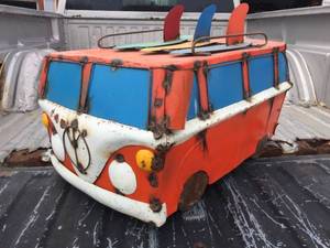 lot 10 image: Unique Tramp Art VW Vanagon Surfboards - Hippie - Groovy - Peace
