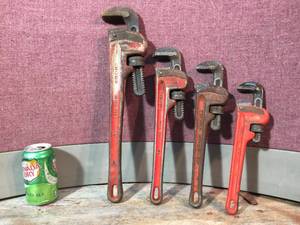 lot 101 image: 4 Ridgid Heavy Duty Pipe Wrench Set