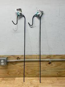 lot 137 image: PANACEA Lot of 2- 89024 Single Shepherd Hooks, Black, 36-Inch