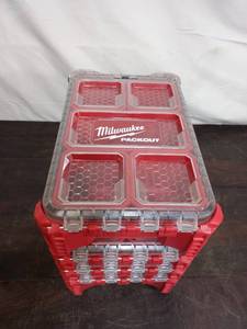 lot 252 image: Milwaukee Packout Stacking Tool And Accessories Storage System
