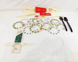 lot 24 image: Lot of Vintage Salesman Samples including Rotary Phone Tags, Kitchen Serving Pieces, Window Scrapers and Little Oliver Pickler