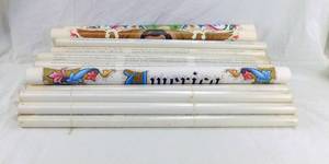 lot 41 image: Lot of 46 Vintage Patriotic Posters Including Gettysburg Address, Thomas Paine, James A Garfield, Preamble to the Declaration, and America the Beautiful