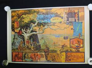 lot 43 image: Vintage 1960s The Last of the Mohicans Portrait Map by Ken Riley