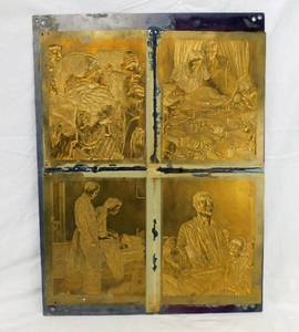 lot 18 image: Norman Rockwell 4 Freedoms Brass Embossing Plate