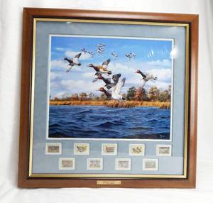 lot 31 image: Vintage David Maass Midday Flight Postal Commemorative Framed Print