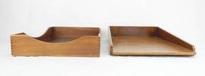 lot 61 image: Set of 2 Vintage Mid Century Decature Industries Legal Size Wood Letter Trays