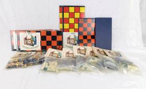 lot 91 image: Lot of Vintage 1970s Hoyle Checker and Chess Boards and Chess Pieces