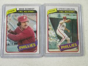 lot 75 image: 1980 Topps Mike Schmidt and Steve C...