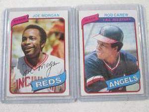 lot 76 image: 1980 Topps Joe Morgan and Rod Carew...
