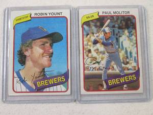 lot 79 image: 1980 Topps Robin Yount and Paul Mol...