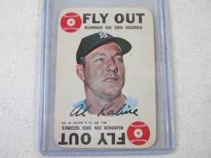 lot 96 image: 1968 Topps Al Kaline Fly Out Card...