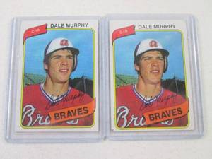 lot 102 image: 2 - 1980 Topps Dale Murphy Cards...