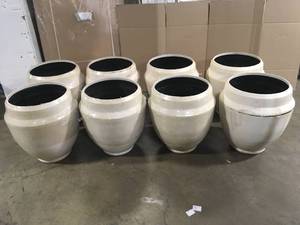 Lot of Monroe 22 in. x 23.62 in. Antique White Resin Composite Planter by Southern Patio Customer Returns See Pictures