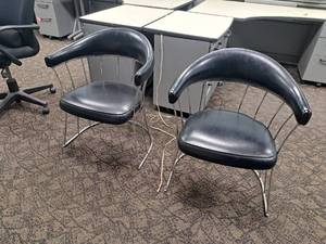 lot 252 image: Lot of (2) Padded Metal Office Arm Chairs
