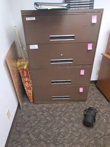 lot 248 image: Brown Metal Lateral File Cabinet 4-drawer