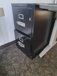 lot 245 image: Hon Black Metal File Resistent File Cabinet 2-drawer