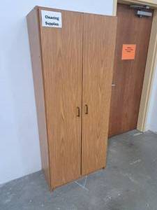 lot 266 image: 72 Wood Bookcase Cabinet 2-door