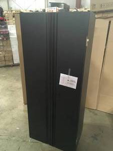 lot 16 image: 3-Piece Regular Duty Welded Steel Garage Storage System in Black (109 in. W x 75 in. H x 19 in. D) by Husky Customer Returns See Pictures