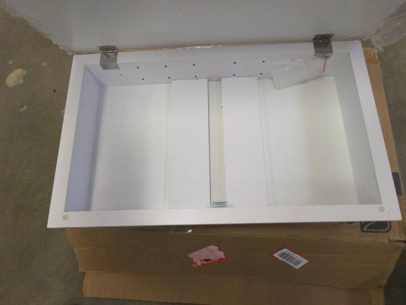 Glacier Bay 16 in. W x 26 in. H White Frameless RecessedSurface Mount Bathroom Medicine Cabinet with Mirror (BACK PANEL HAS SMALL CHIP)