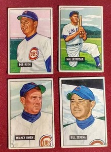 (4) 1951 Bowman Cards - Chicago Cubs