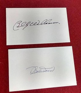 (2) Index Cards Signed by Baseball HOFers