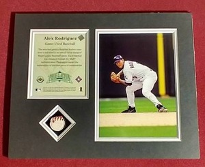 Upper Deck Piece of the Action A-Rod Photo Display With Game Used Baseball Piece