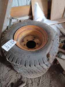 lot 124 image: Pair of 26 - 12 - 12 Titan Lawn Tractor Tires and Rims
