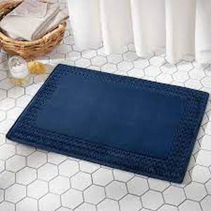 lot 51 image: Paramount Braided Border Memory Foam Bath Mat, Dark Blue